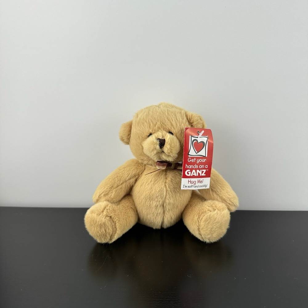 Ganz Rare Lil Chum Teddy Bear 5” H10904 Brown Tan Bow Plush Stuffed Animal NWT